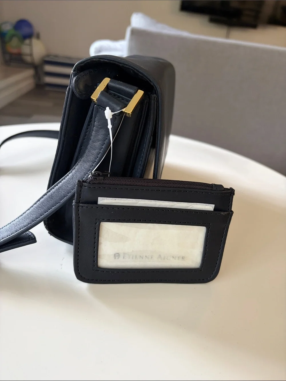 Navy Leather Etienne Aigner Crossbody Bag New w/Tags